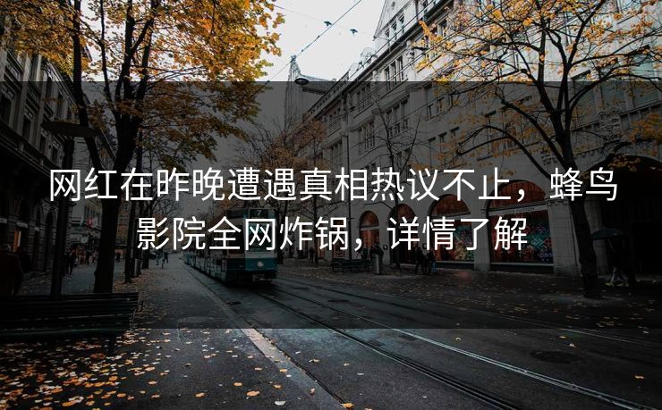 网红在昨晚遭遇真相热议不止，蜂鸟影院全网炸锅，详情了解