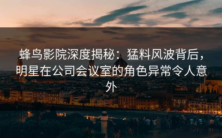 蜂鸟影院深度揭秘：猛料风波背后，明星在公司会议室的角色异常令人意外