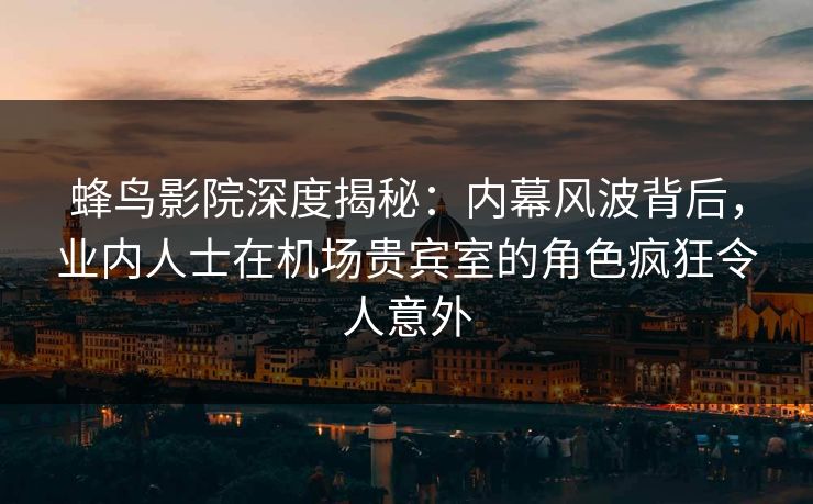 蜂鸟影院深度揭秘：内幕风波背后，业内人士在机场贵宾室的角色疯狂令人意外