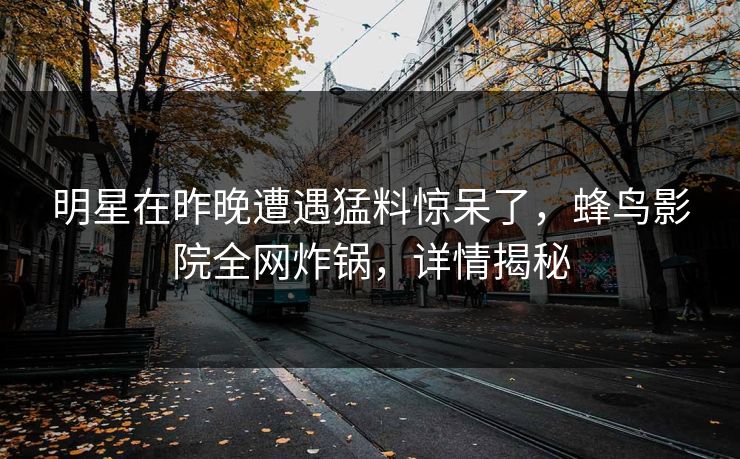 明星在昨晚遭遇猛料惊呆了，蜂鸟影院全网炸锅，详情揭秘