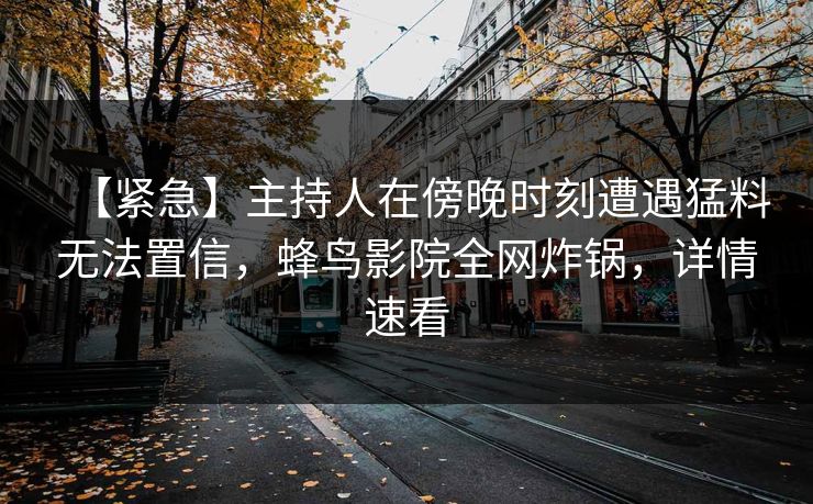 【紧急】主持人在傍晚时刻遭遇猛料无法置信，蜂鸟影院全网炸锅，详情速看