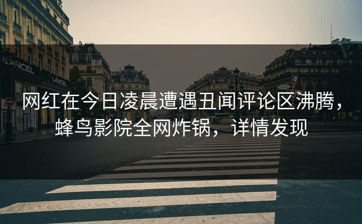 网红在今日凌晨遭遇丑闻评论区沸腾，蜂鸟影院全网炸锅，详情发现